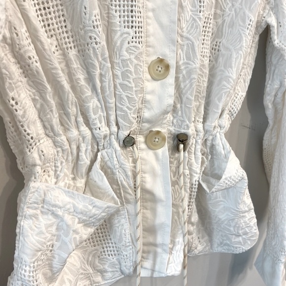 A by Anthropologie White Eyelet Anarok Button Down Lightweight Jacket S - Picture 3 of 4